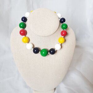 Vintage funky multi-colored acrylic beaded necklace